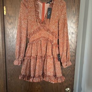 Lulu's Orange Floral Mini Dress